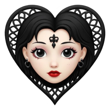 goth themed heart with a black lace earring sticker