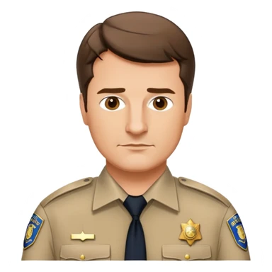 Nathan Fillion as John Nolan from The Rookie, police officer with short hair and uniform sticker