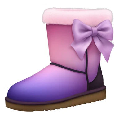 Realistic pair of pastel pink,to dark purple ombre Ugg fur boots with silk ribbon bows. sticker