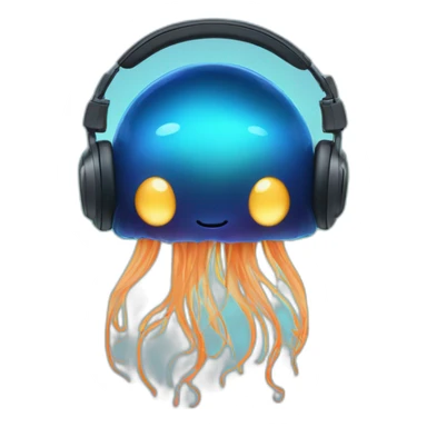 Blue Moonlight jellyfish with headphones no face sticker
