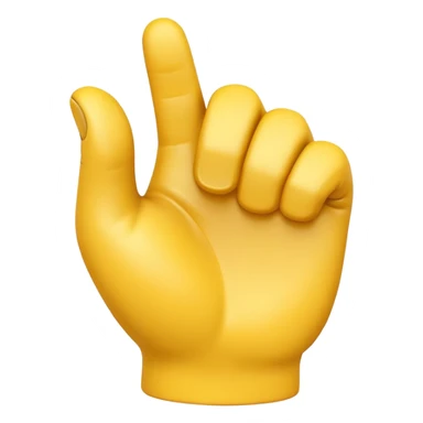 A 3D Apple-style yellow hand emoji, closed fist with thumb pointing backward over the shoulder direction, smooth rounded shape, shiny surface, clean minimal background. AND MOTİON LİNE sticker