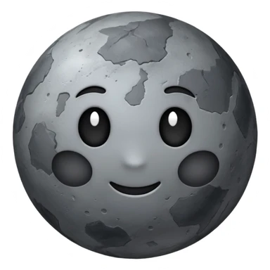 planet Mercury as a round, rocky gray ball with a slightly uneven stony surface, soft transitions between light and dark gray, emoji style, smoother overall look sticker