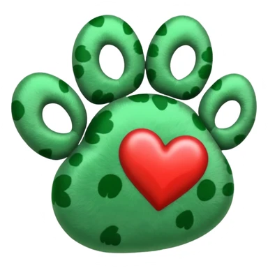 G.reen paw print with a heart sticker