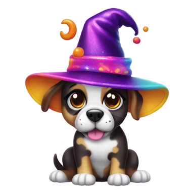 Lisa frank Halloween dog with with hat sticker