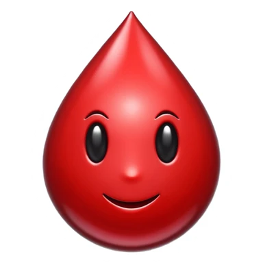 single blood drop emoji sculpted from dark liquid metal, glossy surface, dramatic reflections, futuristic minimal 3D style, isolated on white sticker