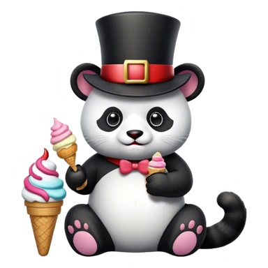 Panda eating ice cream + Cat with tophat + Christmas nutcracker + Cat with tophat + Panda eating ice cream + Panda eating ice cream + Panda eating ice cream sticker