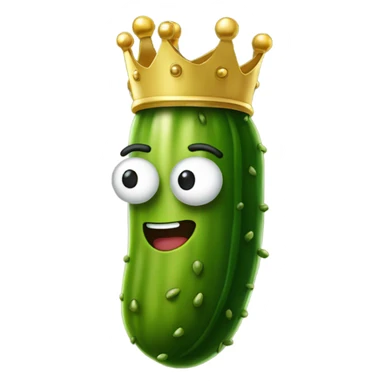 A pickle wearing a crown sticker
