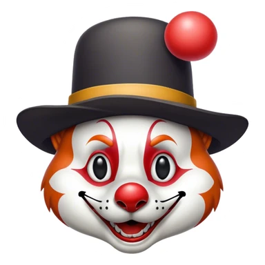 Renard fou zèbré noir et blanc avec un chapeau de clown sur la tête sticker