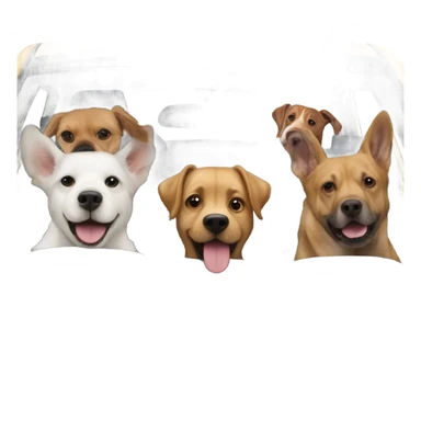 6 dogs in a Prius sticking their heads out of the window with a bald man in his 50’s who likes adventure driving the car sticker