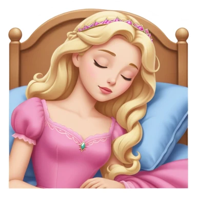 extremely minimal Aurora Sleeping Beauty from hips up, simple pink dress shape, basic blonde hair outline, few facial details, ultra simplified sticker
