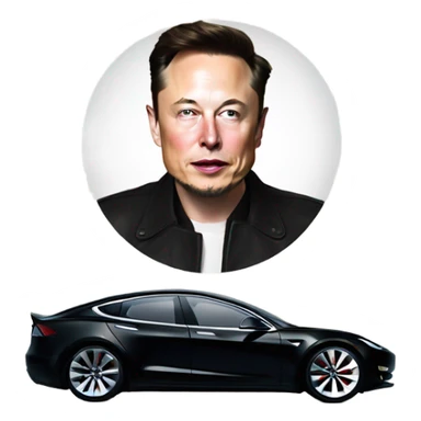 Elon musk in a Tesla  sticker