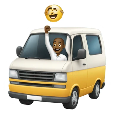 A man in a van waving in San Juan PR sticker