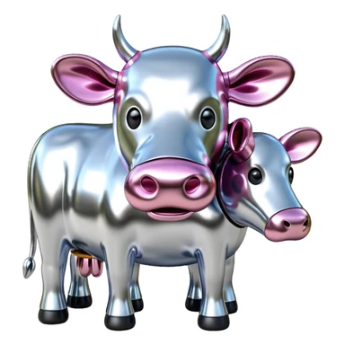   jeff koons style metallic SPAM cow sculpture  sticker