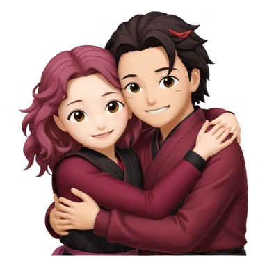 Demon slayer nezuko and tanjiro hug  sticker