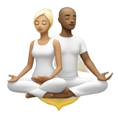 White lovers  man and woman with 7 chakra symbols meditating sticker