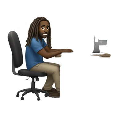 Black-guy-with-dreads-sitting-down-on-chair-facing-desk-foward-focused-on-laptop-computer sticker