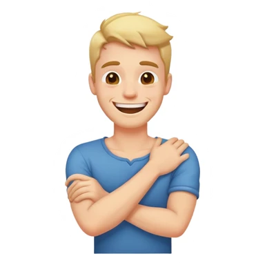 Guy laughing with crossed arms holding his neck  sticker