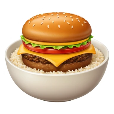 I want a hamburger patty on a bowl of rice sticker