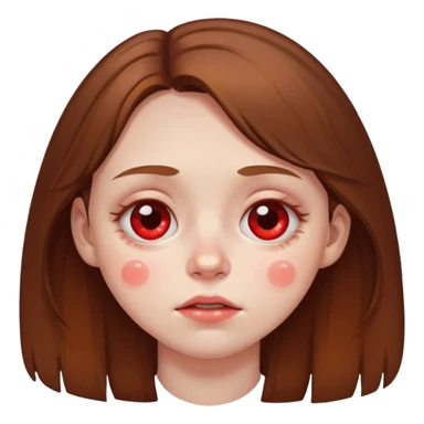 brown haired girl puffy swollen red circles around her eyes sticker