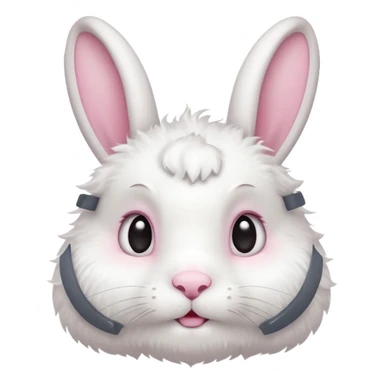 A fluffy white bunny with a tiny soft beard shaped like a cloud, ears perked up and eyes sparkling with curiosity.


















 sticker