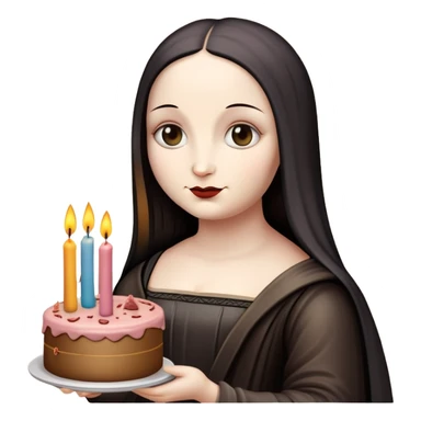 goth monalisa holding a SPAM MEAT  birthday cake  sticker