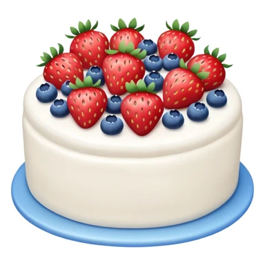 white cake with strawberries and blueberries on top sticker
