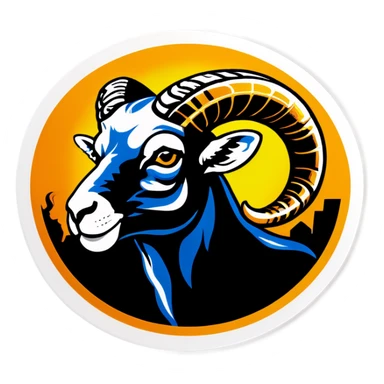 Big Black ram sun glasses head smoking cigar left side wearing ring on the horn  sticker