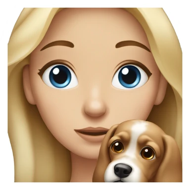 blue eyed blonde lady with brown Cockapoo dog sticker