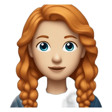 Ginger hair and blue eyes woman with Canadian jacket sticker