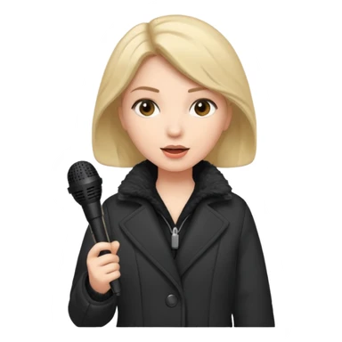 woman with winter clothes holding microphone sticker