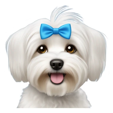 Small white havanese dog with a blue bow tie  sticker