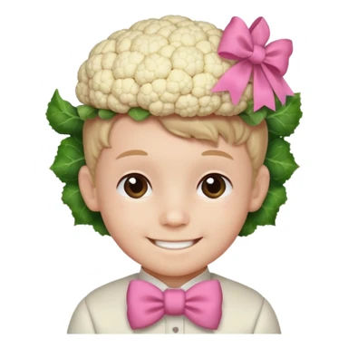 Cauliflower boy with a pink bow  sticker