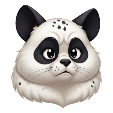 Cinematic Meme-Worthy Grumpy Dalmatian Portrait Emoji, Head held high but eyes filled with dramatic disappointment, smooth white fur speckled with striking black spots, deeply furrowed brow forming an unmistakable scowl, floppy ears slightly angled back in disapproval, piercing dark eyes glaring with pure exasperation, Simplified yet hilariously over-exaggerated features, highly detailed, glowing with an aura of supreme annoyance, high shine, exhausted yet judgmental, stylized with an almost regal pettiness, bright but brooding, soft glowing outline, capturing the essence of a companion that has seen it all and is thoroughly unimpressed, so meme-worthy it feels like it could instantly become the next viral sensation of grumpiness! sticker