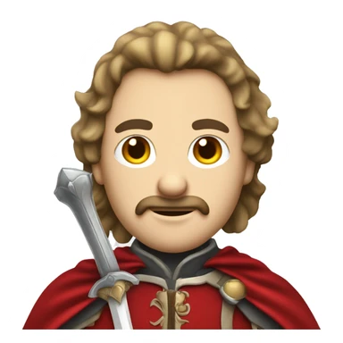 musketeer with red shoulder medieval cape and sword sticker