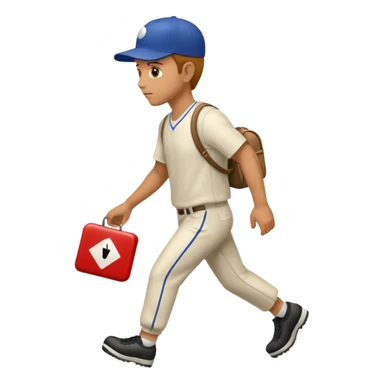 man walking to a exit sign sticker