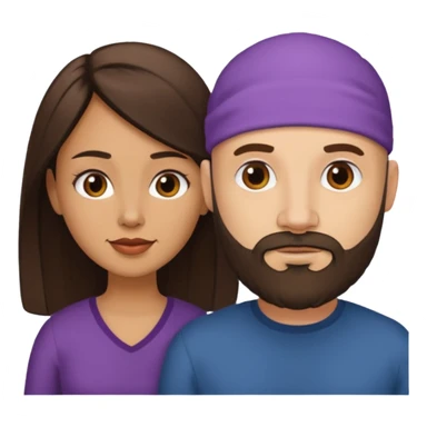 Man beard bald white woman medium hair brown latina sticker