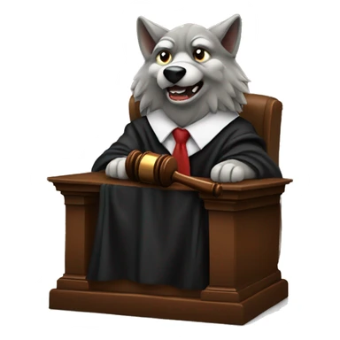 wolf  judge with gavel in court sticker