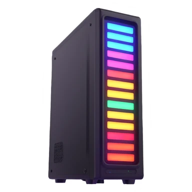 PC tower with bright glowing RGB lights sticker