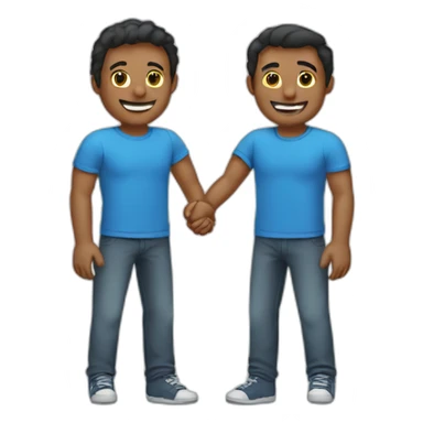 Two guys shaking hands wearing blue tshirt sticker
