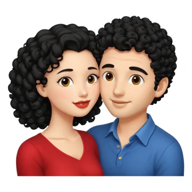 a handsome man with black curly hair tries to kiss a cute woman sticker