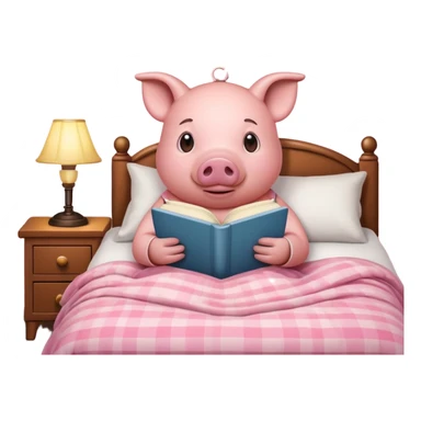 pig reading in bed with retro light lamp next to it sticker