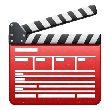 red clapperboard used in filmmaking, cute and stylish design with glitter sticker