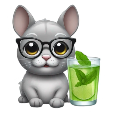 sick chincilla with glasses and mojito sticker