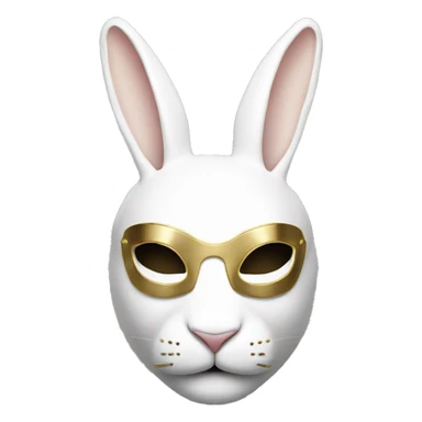 white rabbite mask, luxury style, gold border sticker