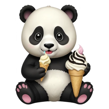 Panda eating ice cream sticker