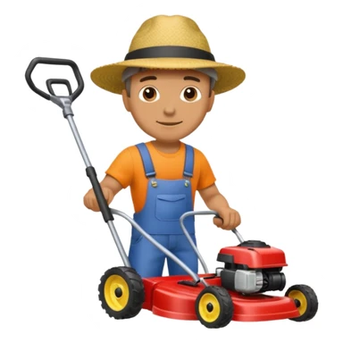 man mowing lawn sticker
