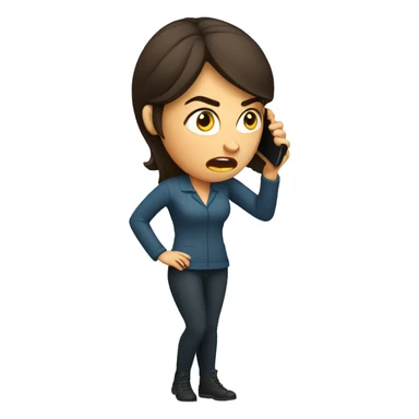 Brunette angry Woman talking on cell phone sticker