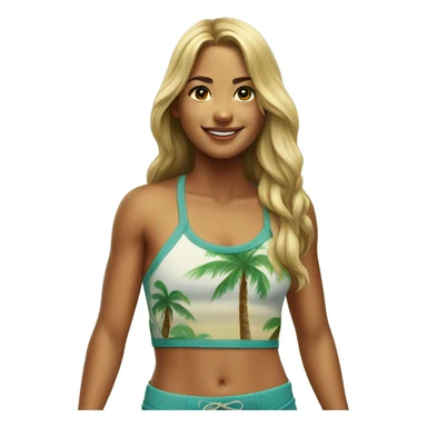 realistic portrait of a gorgeous Hawaiian surfer girl sticker