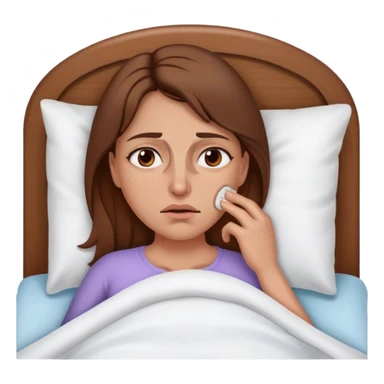Brown haired Woman In bed with sinus pain  sticker