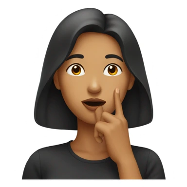 Woman touching mouth with finger sticker